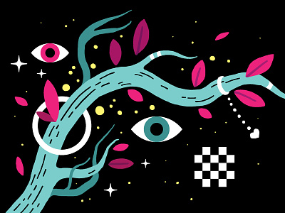 Psychic Youth abstract abstraction art cartoon drawing eyes flat illustration nature tree weird