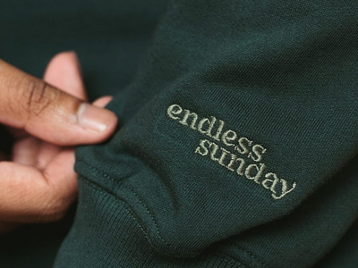 Endless Sunday brand branding design font graphic design hand lettering logo logotype relax script serif shirt sunday t-shirt type typography wordmark