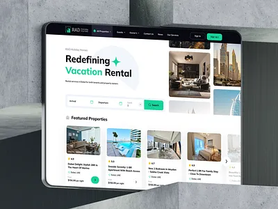 RAD Holiday Homes: Rental Booking Service agent apartament architecture design building construction dashboard estate finance hotel booking house interface interior landing page platform property real estate real estate agency ui design uiux website