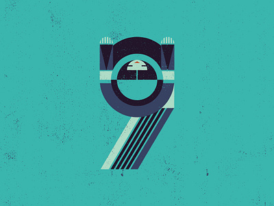 Number 9 - 36 Days of Type 36 days of type 36days 9 36daysoftype 36daysoftype10 abstract art deco art nouveau branding design figurative geometric graphic design illustration koloman moser numerals typographic illustration typography vienna secession