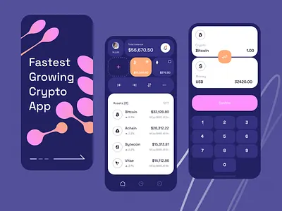 Crypto service - Mobile app app app design bitcoin crypto crypto app crypto currency mobile app mobile app design mobile design mobile ui wallet