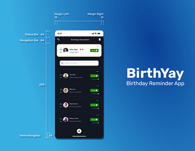 Birthday Reminder App design ui