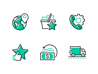 Greeny Icons business collection design icon line set shopping style vector