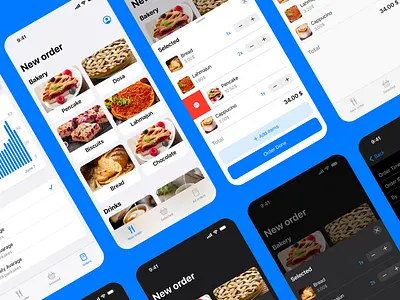Ordering for cafe - iOS app app apple app design cafe order cart dark mode food order human interface ios ios app iphone iphone app native app ios order pos ios app shopping cart