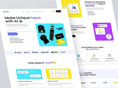 Logo Generator AI Web Design ai ai landing page homepage landing page logo generator product design uiux design web web design web ui webdesign webflow website website design