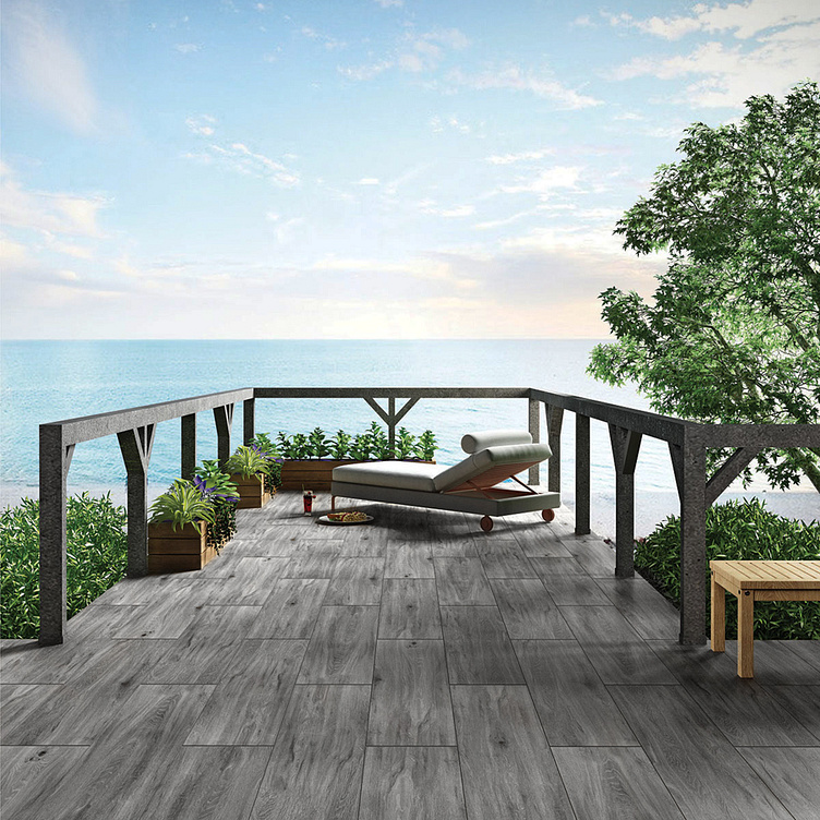 Anthracite Grey Wood Effect Outdoor Porcelain Paving Slabs 120 by