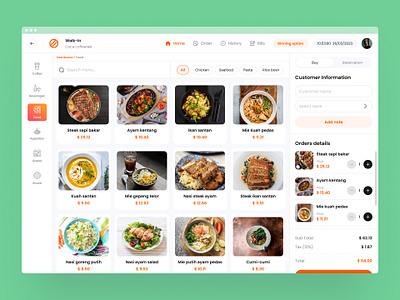 Restaurant POS - Choose order app dashboard design food illustration landingpage pos