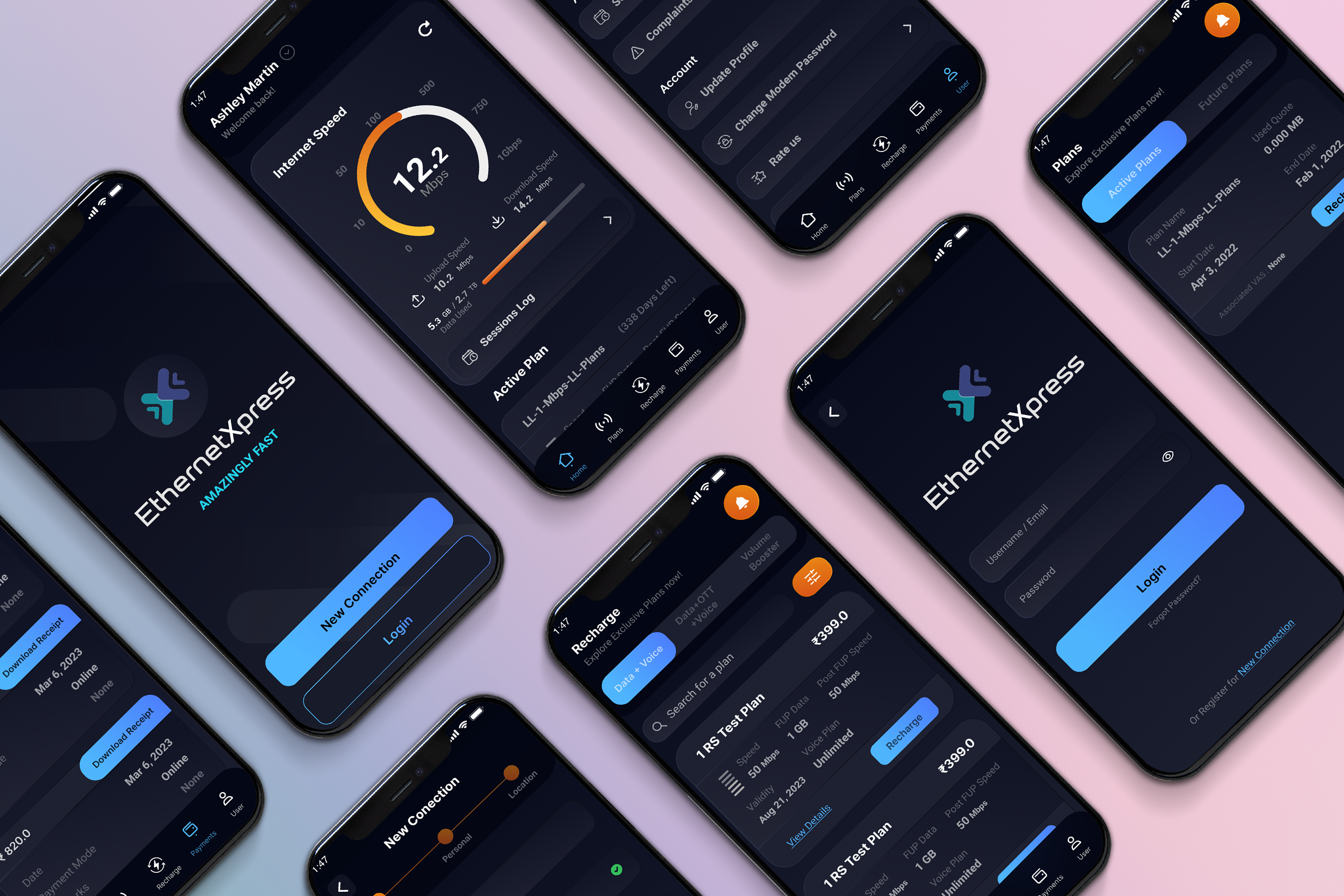 Ethernet xpress app light mobile screen sketch ui