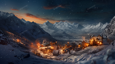 Cold Winter Night In Norway art design graphic design illustration