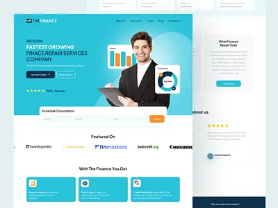 The Finance - Finance Service Landing Page clean finance finance management financial fintech fintech landing page fintech ui homepage landing page landing page design money management saas ui design uiux ux design web design webflow webflow template website design