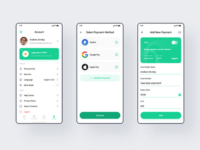 Chatting Mobile App - Buy a package ai free package payment testing ui ux