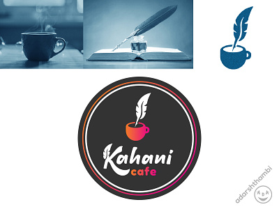 Logo design for kahani cafe bakery logo brand identity branding cafe cafe logo coffee cup logo design feather graphic design illustration kahani logo logo design pen story logo tea vector