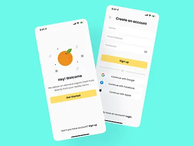 Create an account-iOS App dailyui fruitapp signup ui