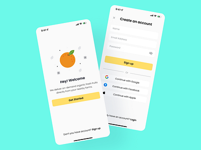 Create an account-iOS App dailyui fruitapp signup ui