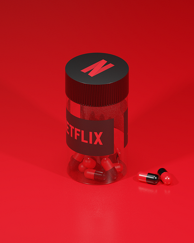 3D illustration - Netflix Pills 3d 3d modeling 3dblender black blender cycles design graphic design illustration netflix pills red rendering