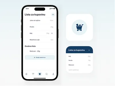 Nutricionist - Shopping list branding creative design food health healthapp ios mobile modern product shopping shoppinglist ui ux