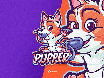 Pupper Dog Mascot Logo animal babby branding character clothes dog esport illustration logo mascot pet puppies puppy puppylogo puppymascot vector