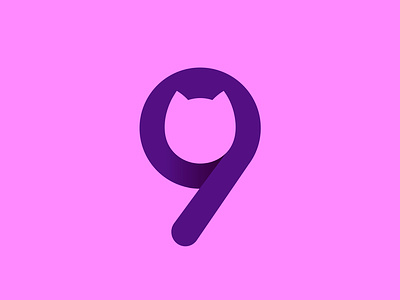 9Lives for #36daysoftype ( for sale ) 9 animal branding cat feline head icon letter logo minimalistic negative space nine number numbers simple smart tail web3