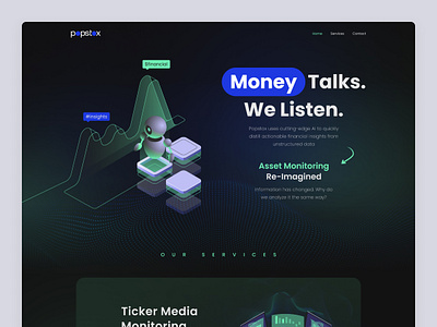 Popstox - Landing Page ai clean design financial hero homepage ia innovation inspiration landing page money ui ui design ui ux ux ux design vector web web design website