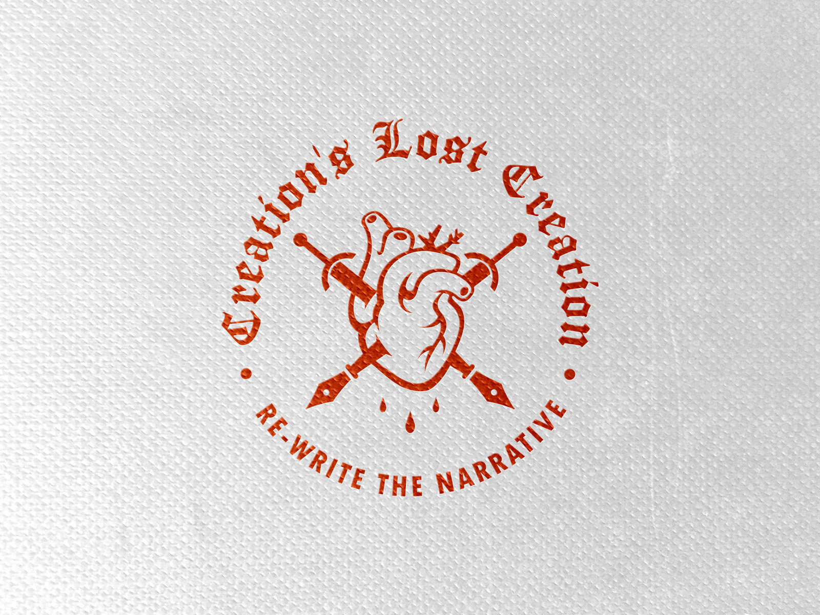 Creation's Lost Creation book design heart icon knife logo paper pen story sword writer