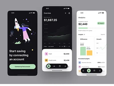 Asset Management Fintech APP app bank clean dark design finance finance app fintech interface slick ui ux
