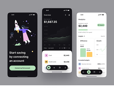 Asset Management Fintech APP app bank clean dark design finance finance app fintech interface slick ui ux