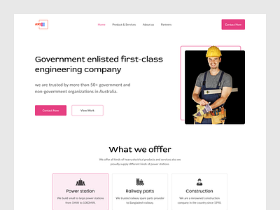 Engineering company landing page design beautiful website design engineering company home page home page design landing page design new website design trending design trending website design ui design ui ux design web design website design website ui ux design