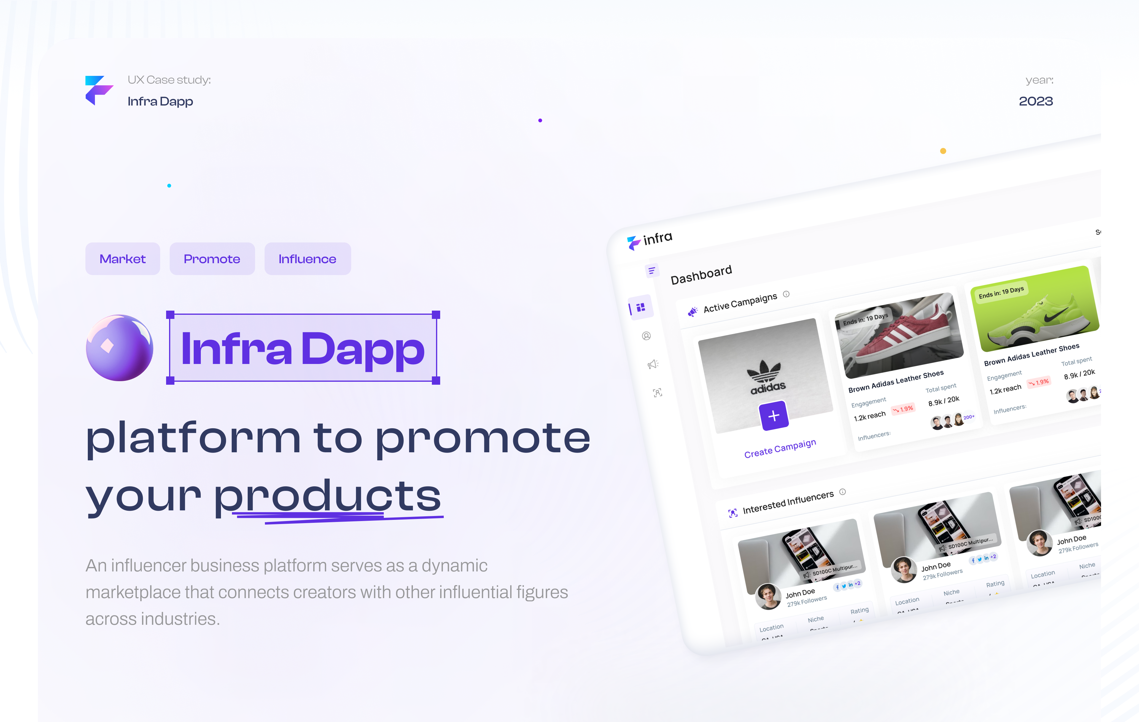 Infra Dapp - Casestudy blockchain blogging crypto dashbaord design illustration influencer management system marketing marketplace pr ui uiux
