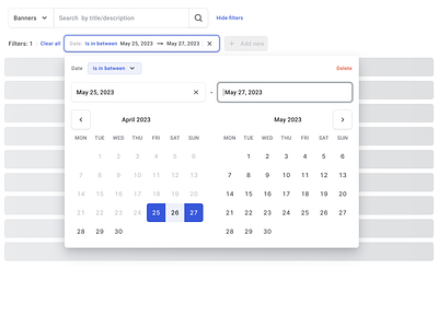 Filtering a data table by Date - Range animation calendar calendar filter calendar range calendar ui calendar ux data table date filtering motion graphics ui web design