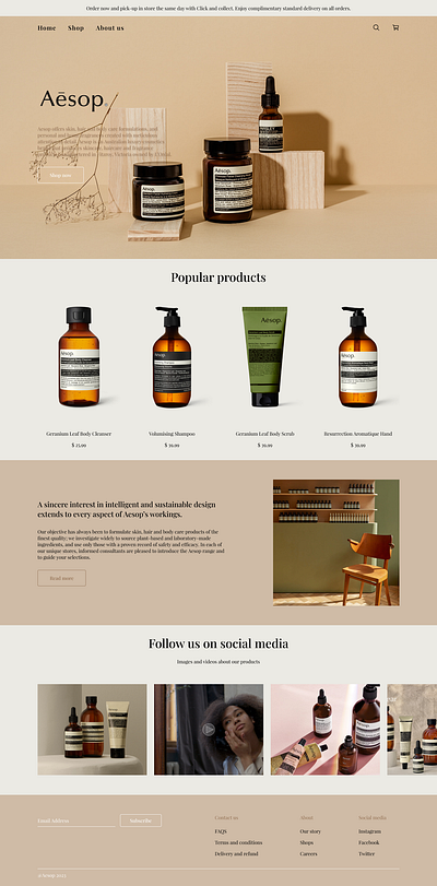 Responsive website with shampoo business online ui
