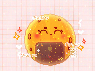 Galleta de Arroz - Senbei by sailizv.v adorable adorable lovely artwork concept creative cute art design digitalart illustration