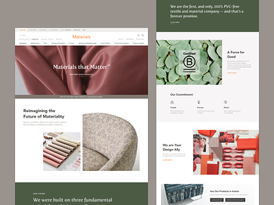 Materials :: Homepage case study ecommerce fabric hero homepage interior design mega nav menu mobile navigation products responsive shop sustainability textile ui ux