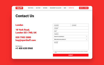 Sport Buff - Contact page animation art direction design ui ux