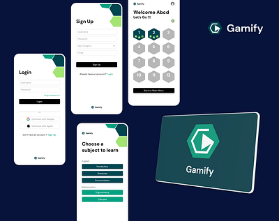GAMIFY APP app design game gamify logo mobile ui uiux user interface ux vector