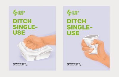Ditch single use - Illustrations design hand illustration organic poster single use style