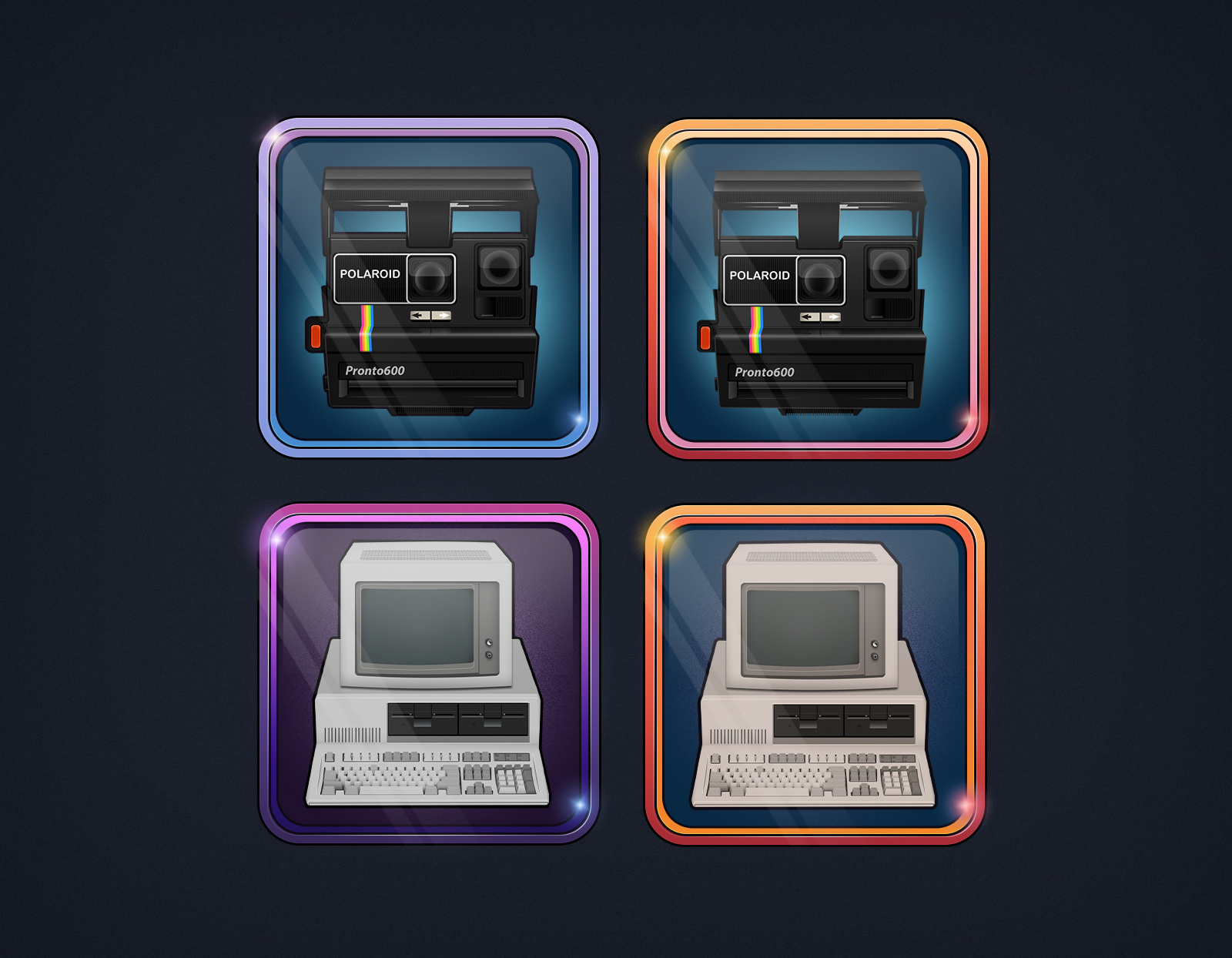 Retro icons. Part II colourful graphic design icon icons illustration print vector
