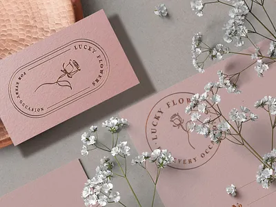 Lucky Flowers Boutique branding cooper design flowers gentle gift girl illustration line lineart logo logotype lucky nude pickle pink present rose woman
