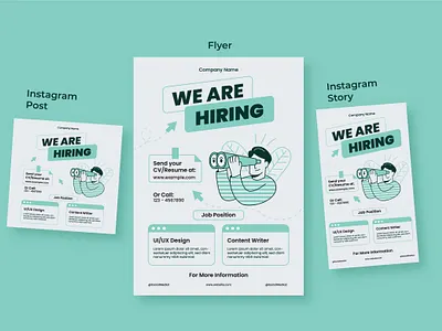 We Are Hiring Flyer and Social Media Design agency branding company design flyer flyer design hiring identity illustration instagram job print template social media vector