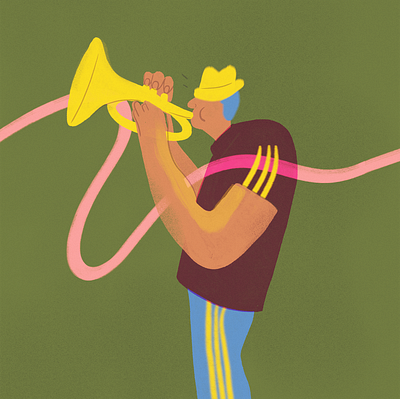 Trumpeter character illustration music trompetista trumpet trumpeter