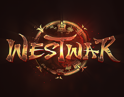 Epic Chinese Mmorpg Game Logo - Westwar 🏮🔥 chinese design download editable fantasy gaming gold layer styles lineage2 logo metin2 mmorgp muonline oriental photoshop psd stylized template