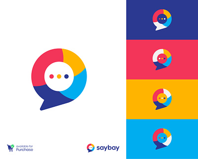 Saybay Logo Design app chat chat icon chatbot circle clean colorful conversation grid icon letter o logo logotype mark message round sign simple talk vector