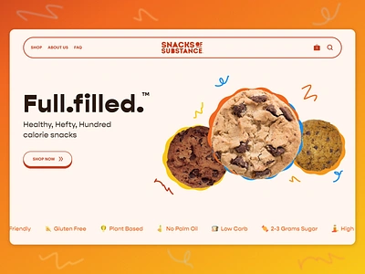 Landing product page - Snacks of Substance branding cookie design desktop figma graphic design healthy playful product site snack ui ux warm web website