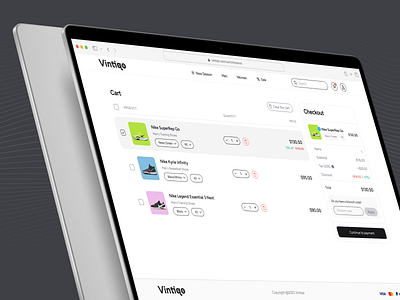 Vintiqo ● Checkout Flow ● E-commerce Website UI branding card cart checkout component credit design e commerce experience fashion figma flow logo method minimal payment shipment shoes ui website