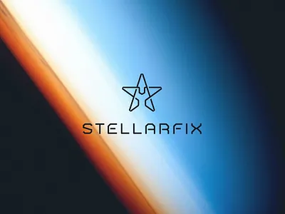 Stellarfix branding clean design fix futuristic geometric graphic design line logo mechanic minimalistic modern space spaceship star stellar wrench