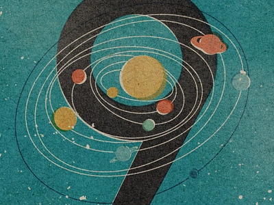 9 = best # of planets - 36 Days of Type 36 days 9 design explore illustration mid century nine number orbit planets pluto race retro sky space texture type typography universe