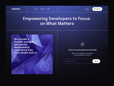 Daytona - developers' platform concept concept design gradient landing page lp minimalism noise purple saas trend ui vector