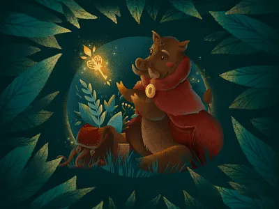 Boar the Guardian animal cartoon character character design fairy tale fairy tale character forest grain illustration key magic mascot plants summer