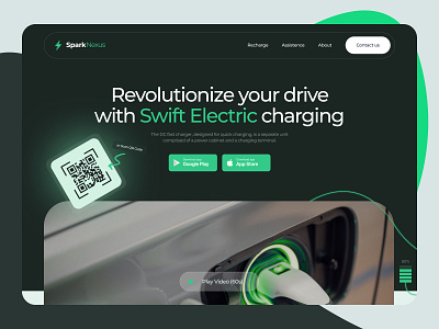 Landing page: Electric Car portable charger company. clean website design electric car landing page startup website design ui ux web web design webflow website design