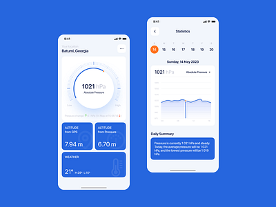 Atmospheric pressure - Mobile app apple atmospheric pressure barometer design ios mobile mobile app product design top typography ui ui design ux design uxui design weather