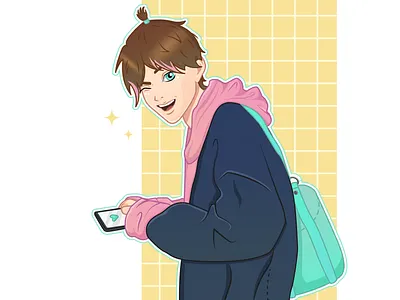 Cute guy in colors y2k. Vector illustration 2d chatacter flat illustration vector y2k